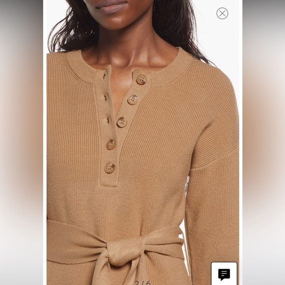 Belted Henley Long Sleeve Sweater Dress XL - Picture 2 of 8